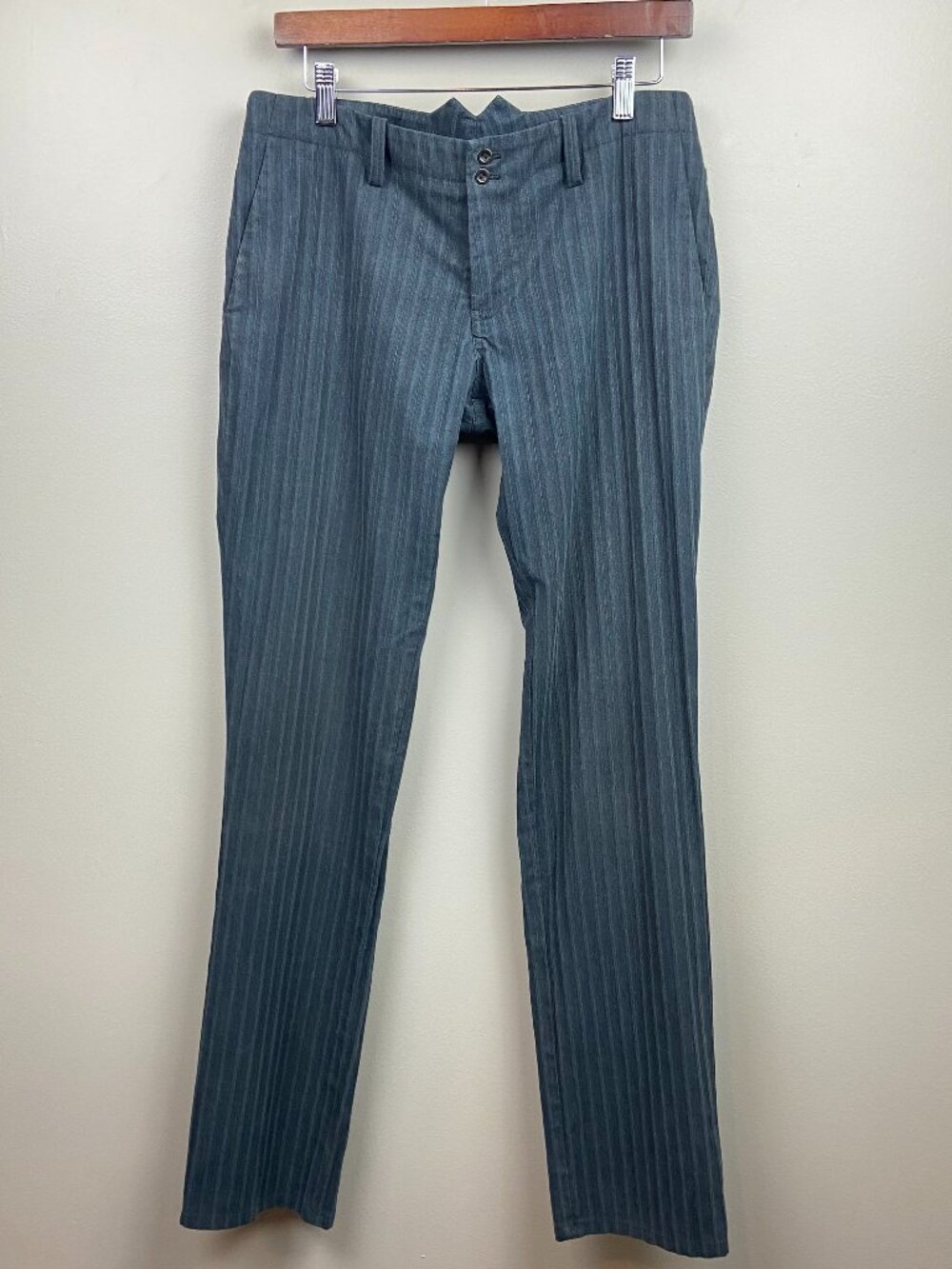 Gary Graham Charcoal Gray Pinstripe Pants Size 8 Avant-Garde Straight Leg